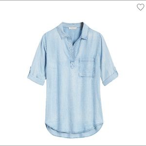 Skies are blue chambray top